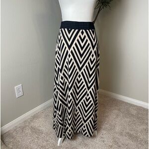 Maeve Black and Cream Geometric Maxi Skirt